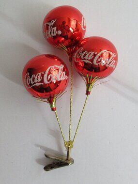 Coca Cola Balloon Trio Clip-On Ornament PlasticBalloon Glitter 6"